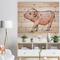 Designart - Happy Pig Portrait in Brush Painting - Farmhouse Animal Painting Print on Natural Pine Wood